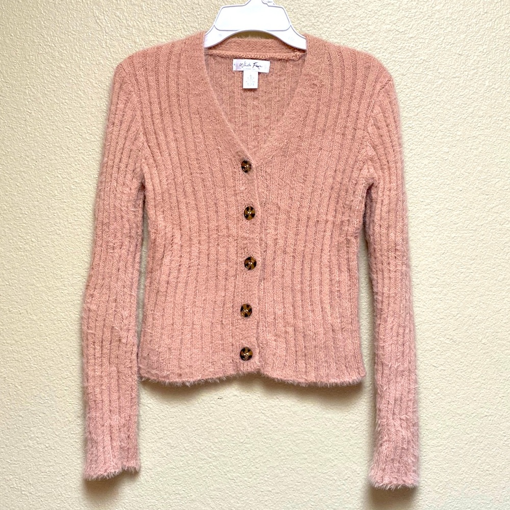 NWOT Tilly’s White Fawn Button-up Sweater, Size L